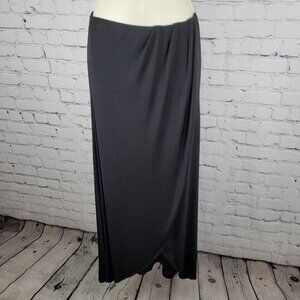 Free People Black Stretch Ruched Wrap Slit Pull On Beach Midi Skirt Size XS